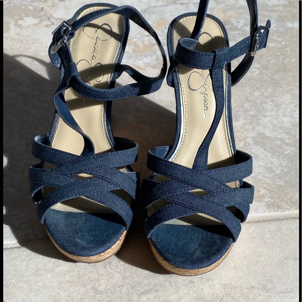 Denim cork wedge Jessica Simpson size 6 1/2